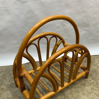 売切りセール！高級籐家具 3点セット！マガジンラック プランター 収納ラック 小物入れ インテリア Eの画像