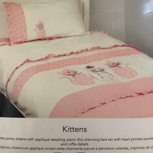 【新品 未使用】ローラアシュレイ duvet かけ布団 枕 カバー ネコ ピンク