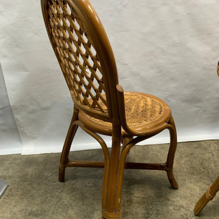 高級！籐家具 3点セット！テーブル&チェア 椅子2脚 ダイニングセット Cの画像