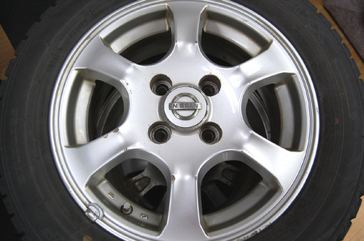 日産 NISSAN 純正 アルミ 14インチ 5.5JJ 4穴 PCD 100 off +43 175/65R14 ウインターマックス WM02 2017年 4本セット☆ PayPay(ペイペイ)決済可能 ☆ 札幌市 清田区 平岡