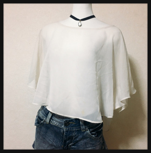 ご購入者様決定[ PARTY]シースルーカットソーブラウス 白 LサイズOK