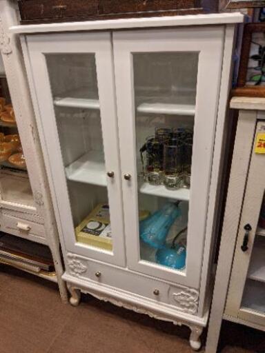 【売約済み】キャビネット　収納　ロココ調　姫系　ガーリー　収納　　引き出し付　検　あげます　売ります　白物　ホワイト　家具　棚　観音開き　シェルフ