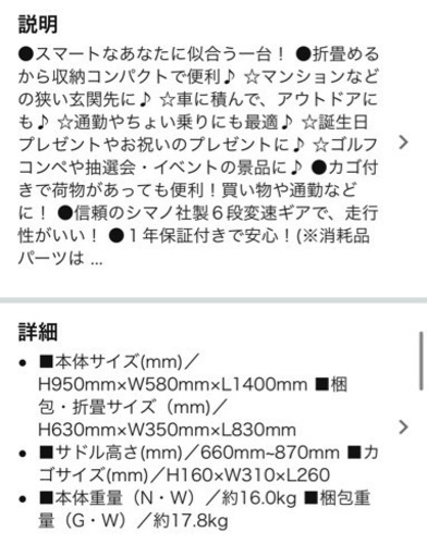 降りたたみ自転車、目立った傷なし