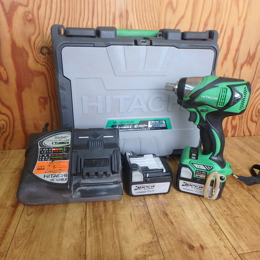 日立 コードレスインパクトレンチ WR14DBAL2 動作確認済み 14.4V バッテリー 2個 充電器 付属 日立工機 HIKOKI HITACHI 電動工具 DIY 中古品 宮城 MAX