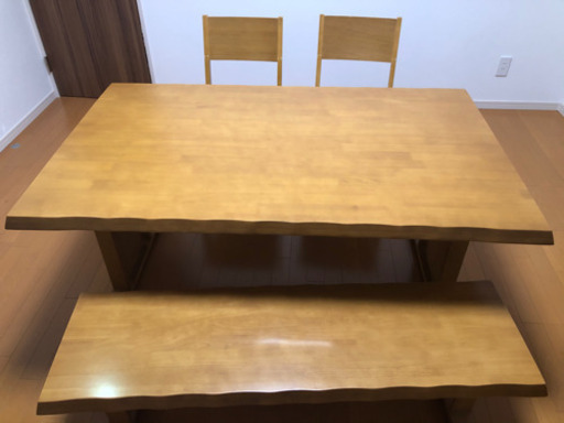 【配達可】（値下げ）ダイニングテーブル、椅子×2、長椅子×1