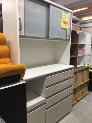 ●販売終了●レンジボード　キッチンボード　カップボード　ホワイト　中古品