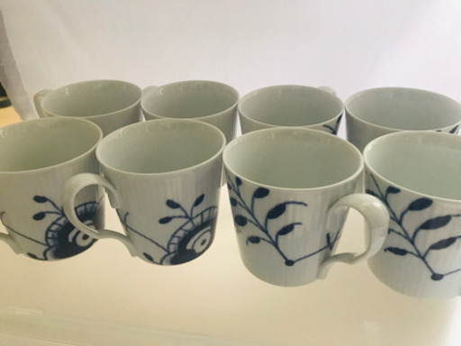 ロイヤルコペンハーゲン  ブルーフルーテッド マグカップ  8客セット