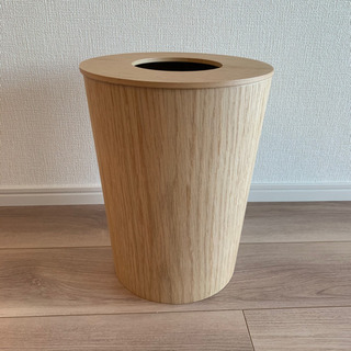 【お取引相手決まりました】無印良品　ごみ箱　木製　オーク材　丸型...