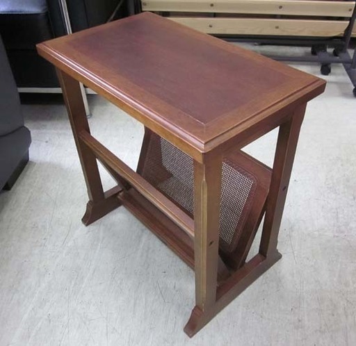 マル二 マガジンラック 木製 幅48cm ブラウン系 アンティーク　南12条店