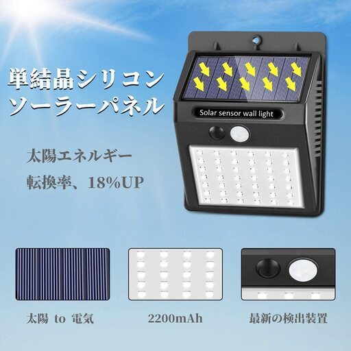 42LED　センサーライト　ソーラーライト