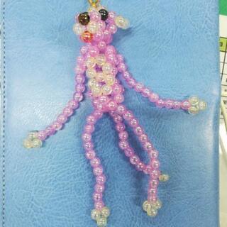 ビーズハンドメイドストラップピンクパンサー