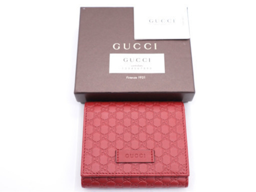 《GUCCI/グッチマイクロシマ 三つ折り財布》Sランク 新品 未使用品 極美品