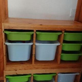 IKEA 木製収納棚 トロファスト 子供 オモチャ箱 2個セット...