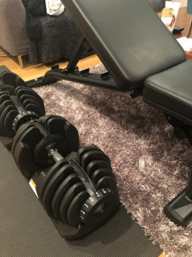 【新品】可変式ダンベルとベンチセット！40kg セット計80kg