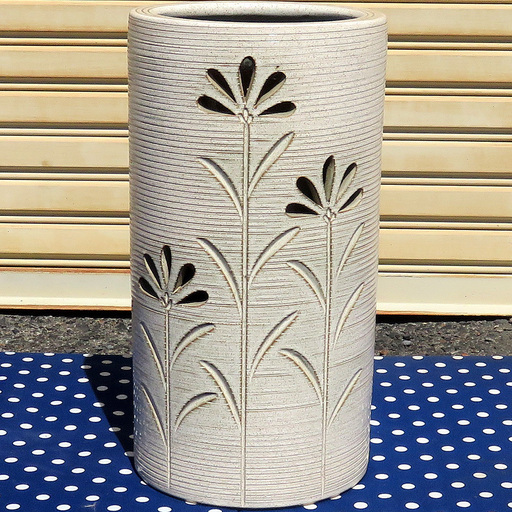 【交渉成立】傘立て 陶器 和風 工芸品 中古品 クリーム色 USED 【1000】