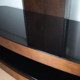 テレビラック 壁寄せタイプ 無垢の木 ガラストップ