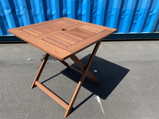 ガーデンテーブル テーブル 折り畳み式 茶 中古品