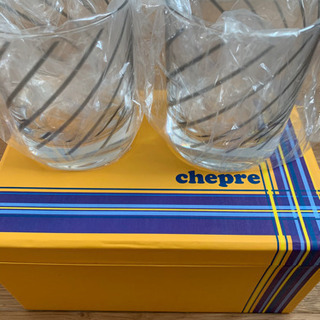 chepre グレーストライプ ペアグラス  ガラスコップ