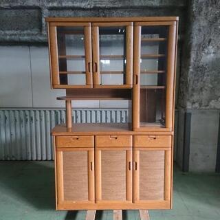 両面食器棚 カウンター レンジボード ナラ材 起立木工