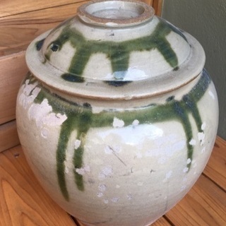 中古　古い壺　梅干し壺　蓋つき壺　ツボ　スカーレット　の画像