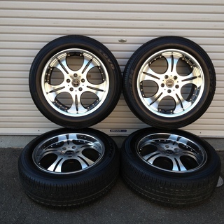 レーベンツァーン メッキ  深リム 225/55R18  2015年製 夏タイヤ アルファード 20 TOYO A24  ホイール付 4本セット PCD 114.3 5穴 7.5J オフ＋48 18インチ  ヴェルファイア の画像