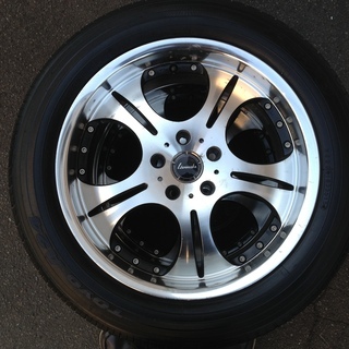 レーベンツァーン メッキ  深リム 225/55R18  2015年製 夏タイヤ アルファード 20 TOYO A24  ホイール付 4本セット PCD 114.3 5穴 7.5J オフ＋48 18インチ  ヴェルファイア の画像