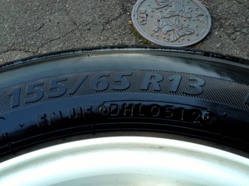 MINILITE  希少 ホワイト 155/65R13 ブリヂストン ECOPIA  2012年製 夏タイヤ ホイール付4本セット 4J PCD 100 オフセット +45  4穴  eＫワゴン