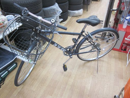 自転車 シティサイクル 27インチ 6段切替 カゴ付き 鍵付き LEDライト付き ママチャリ ブラック 黒  ☆ PayPay(ペイペイ)決済可能 ☆ 札幌市 清田区 平岡