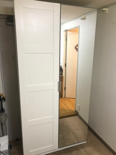 【取引中】イケア　靴収納　ワードロープ　鏡付き