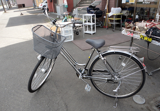 自転車 28インチ Emile 6段切替 ライト かご 荷台付 シティーサイクル ママチャリ 札幌市 白石区 東札幌