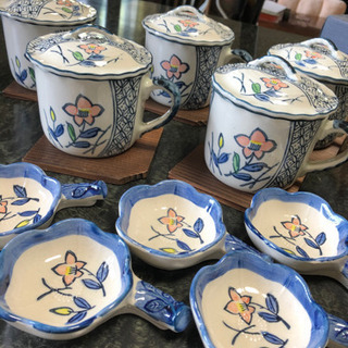 茶碗蒸し用茶碗5個セットスプーン置き付き