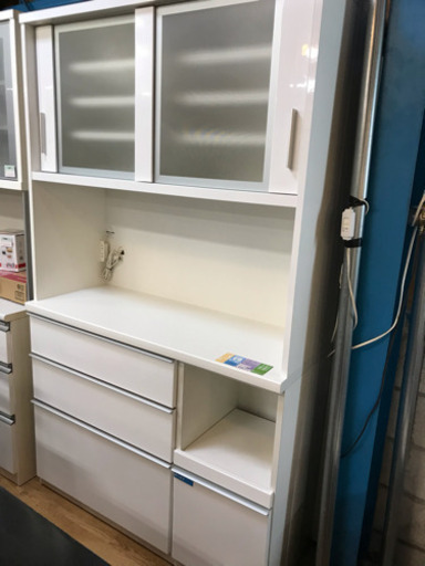 松田家具 レンジボード ホワイト 中古