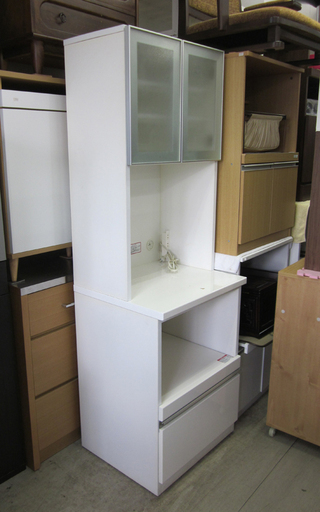 スリムレンジボード 木製 幅59×奥行51高さ180cm 白 食器棚　南12条店