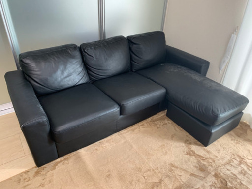 【定価12万】PUレザーソファー　ブラック　1年半使用