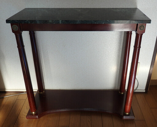 大理石・天然木テーブル　アンティーク　レトロ