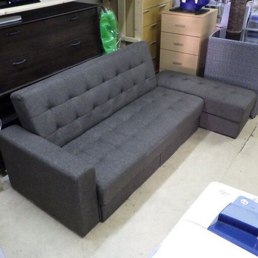 格安！店舗受け渡し可能　コメリ　引き出し付きソファベッド　3P/三人掛け　布製　札幌市内限定配送