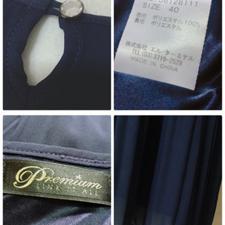 ご購入者様決定[Tremium]とろみ素材ワンピース濃紺色LサイズOK細やかプリーツ大人可愛いの画像