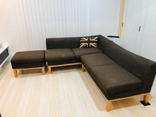 ニトリ　布張りコーナーソファ・スツールセット【5/14受渡で¥10,000】