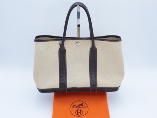 HERMES ガーデンパーティー ハンドバッグ Bランク ベージュ ブラウン