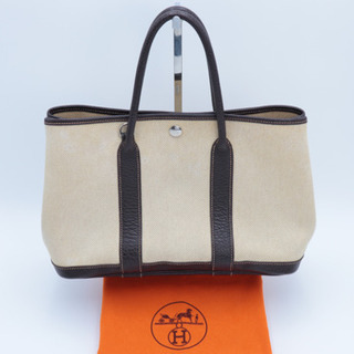 HERMES ガーデンパーティー ハンドバッグ Bランク ベージュ ブラウン