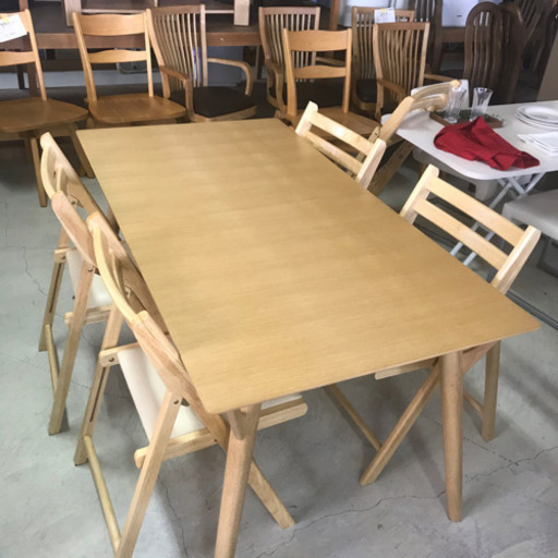 伸長式ダイニングテーブル7点セット