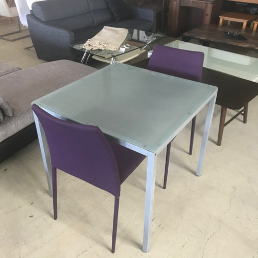 ガラステーブルダイニング3点セット