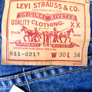 未使用・保管品 Levi's 511-0217 CLASSIC BLUE LEVI'S W30 L34 94年製 フラッシャー付 デッドストック ☆ PayPay(ペイペイ)決済可能 ☆ 札幌市 白石区 東札幌の画像