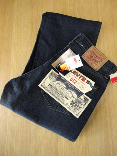 未使用・保管品 Levi's 512-0217 CLASSIC BLUE LEVI'S W30 L34 94年製 フラッシャー付 デッ