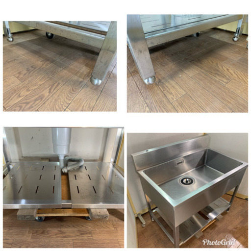 業務用　ステンレス　1層シンク流し台　店舗　飲食店　W1000xD650xH800mm