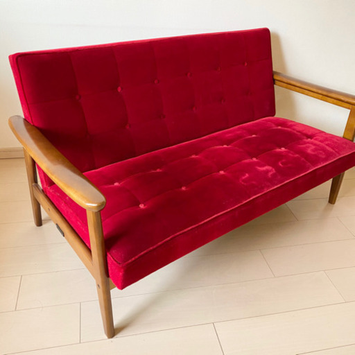 カリモク60 Kチェア　二人がけ　限定色　レッド