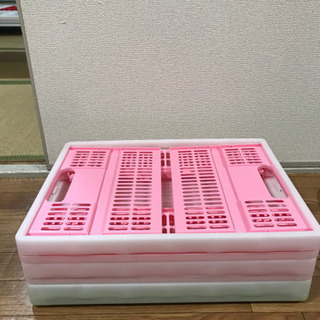 折りたたみ収納ボックス3つ ピンク＆グリーンの画像