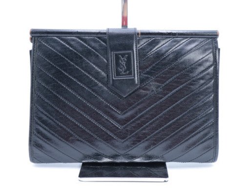 《YVES SAINT LAURENT/YSLロゴ セカンドバッグ》Bランク