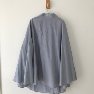 【終了】★極美品★ ユニクロ 細ストライプ くすみブルー ホワイ...