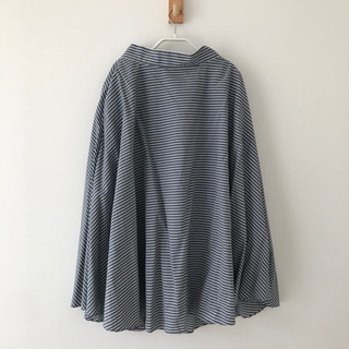 【終了】★極美品★ ユニクロ 太ストライプ くすみブルー ホワイ...